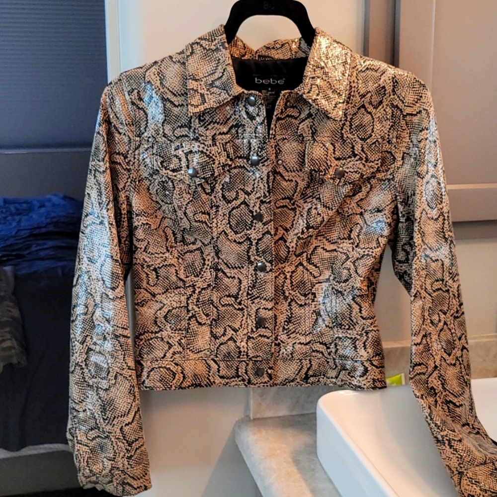 Bebe  Snake embossed leather jacket small